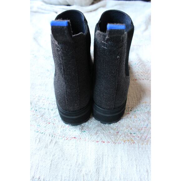Rothy's Dark Grey Merino Wool Knit Chelsea Lug Ankle Boots Size 7.5 - Picture 4 of 6